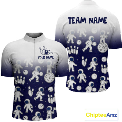 Astronaut Bowling Shirts for Men Women Team Bowling Polo & Quarter Zip Shirts MBL153