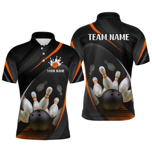 Orange Bowling Shirts for Men Women Team Custom Bowling Polo & Quarter Zip Shirt MBL71