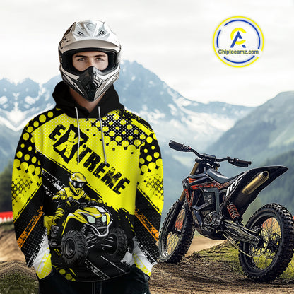 Custom Yellow ATV Motocross Hoodie for Men Women Quad Shirt ATV Riding Hoodie MHATV20