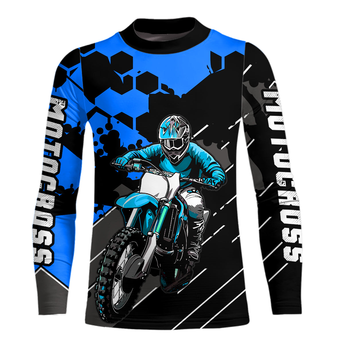 Motocross Racing Jersey Blue Upf30+ Motorcycle Dirt Bike Jersey Off-Road Shirt Men Kid Women XM298