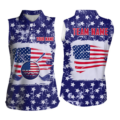 Custom American Flag Golf Polo Shirt for Men Women Patriotic US Golf Polo Shirts MMG19