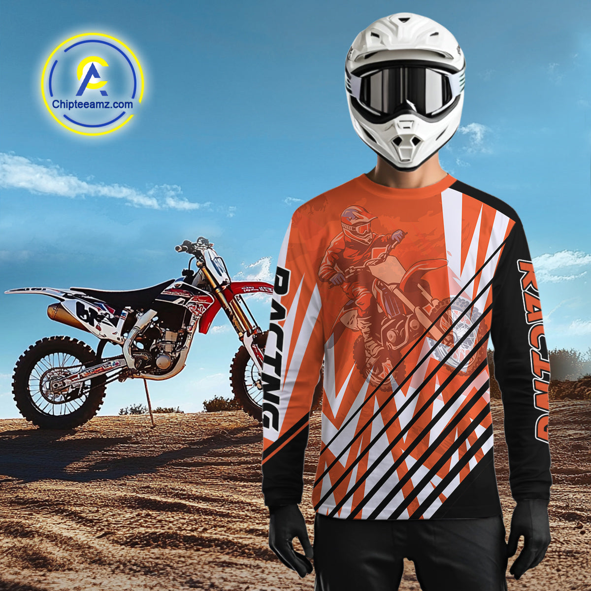 Custom Motocross Jersey Orange Racing Dirt Bike Jersey for Men Kid Women Upf30+ XM353
