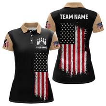 Load image into Gallery viewer, American Flag Brown Bowling Shirts for Men Women Team Bowling Jersey Polo &amp; 1/4 Zip MBL17