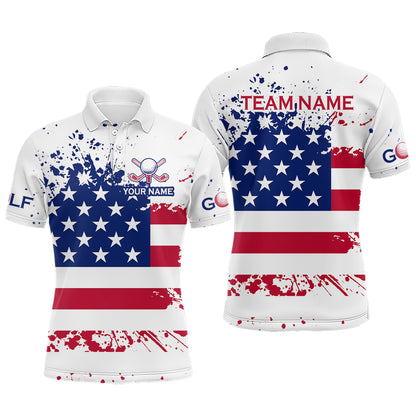 Custom US Flag Golf Polo Shirt Patriotic American Flag Golf Polo for Men Women MMG31