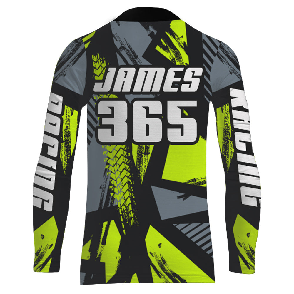 Custom Motocross Racing Jersey Men Kid Dirt Bike Shirt UPF30+ Off-Road Shirt Lime Green XM237