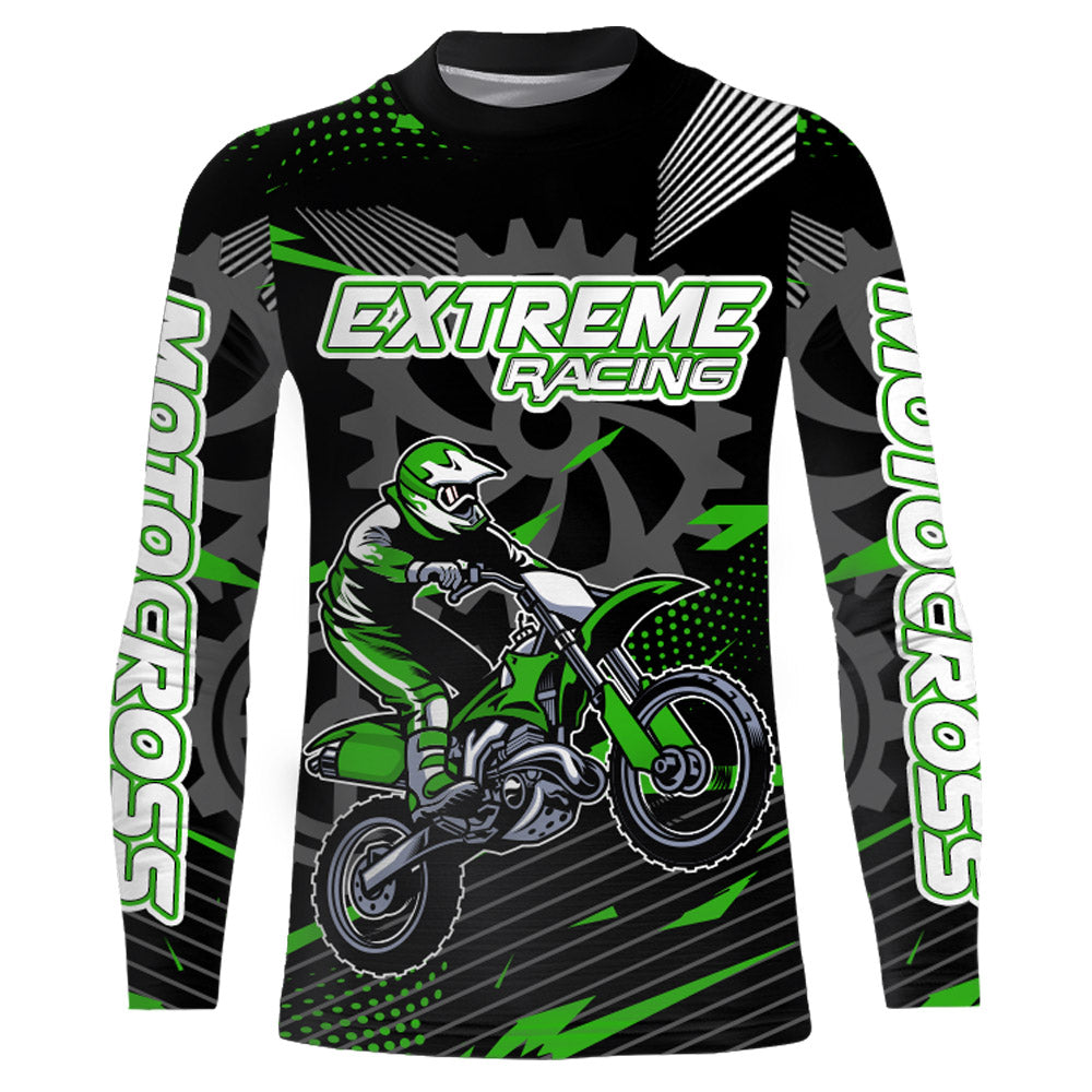 Green Motocross Racing Jersey UPF30+ Dirt Bike Shirt Kids Women Men Extreme Off-road Jersey XM134