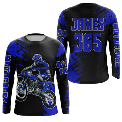 Motocross Jersey Youth Men Kid UPF30+ Blue Racing Dirt Bike Riding Jersey Motorcycle XM225