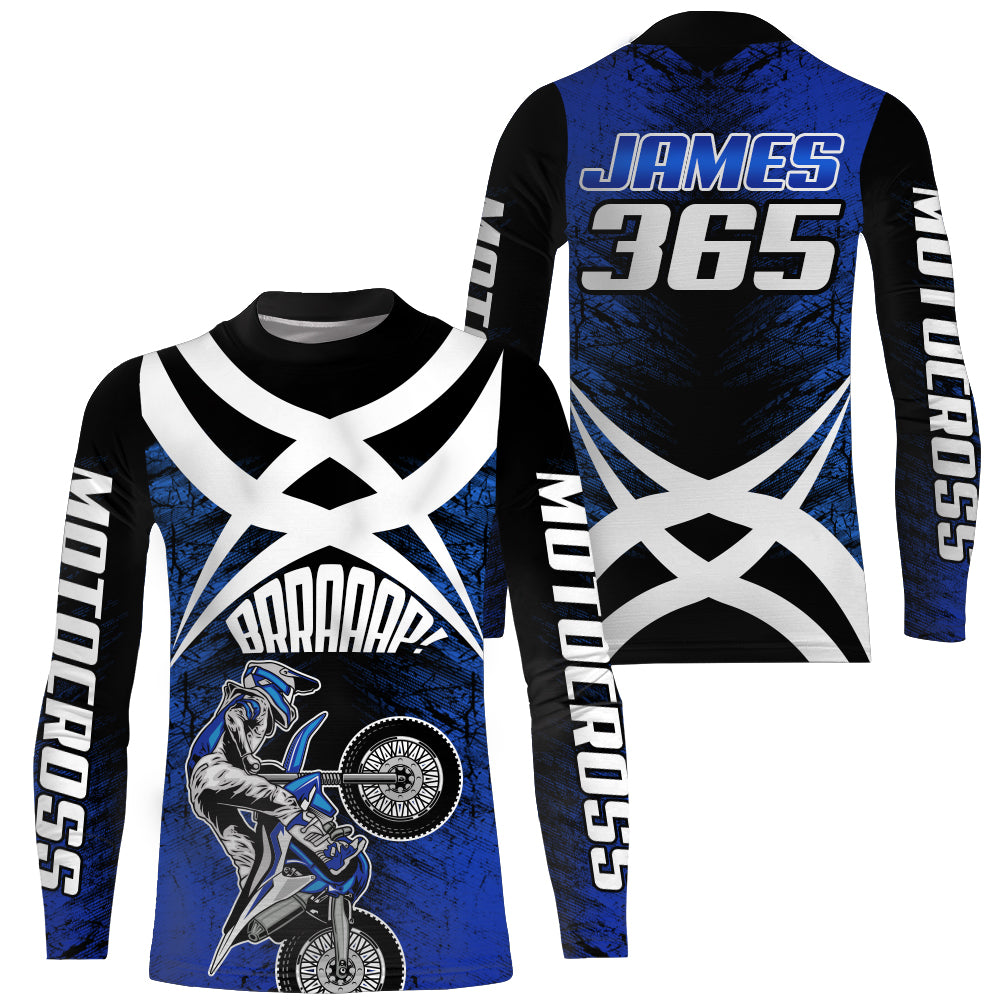 Blue Motocross Racing Jersey Youth Dirt Bike Shirt UPF30+ Motorcycle Racing Jersey XM198