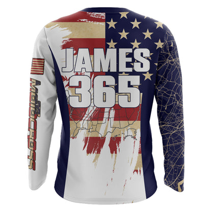 Motocross Racing Jersey UPF30+ American Flag Dirt Bike Shirt Kid Men Women Map US Patriotic XM102