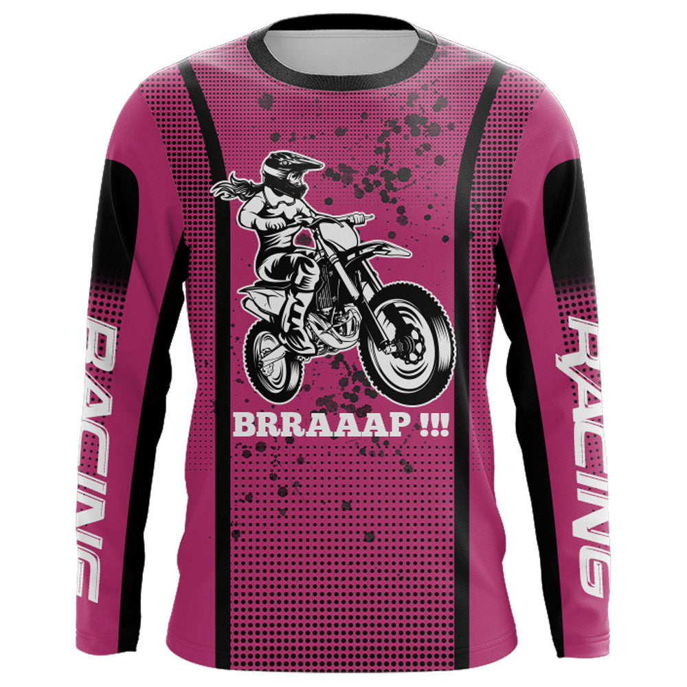 Motocross Racing Jersey Girl Women UPF30+ Pink Off-Road Youth Dirt Bike Riding Shirt XM168