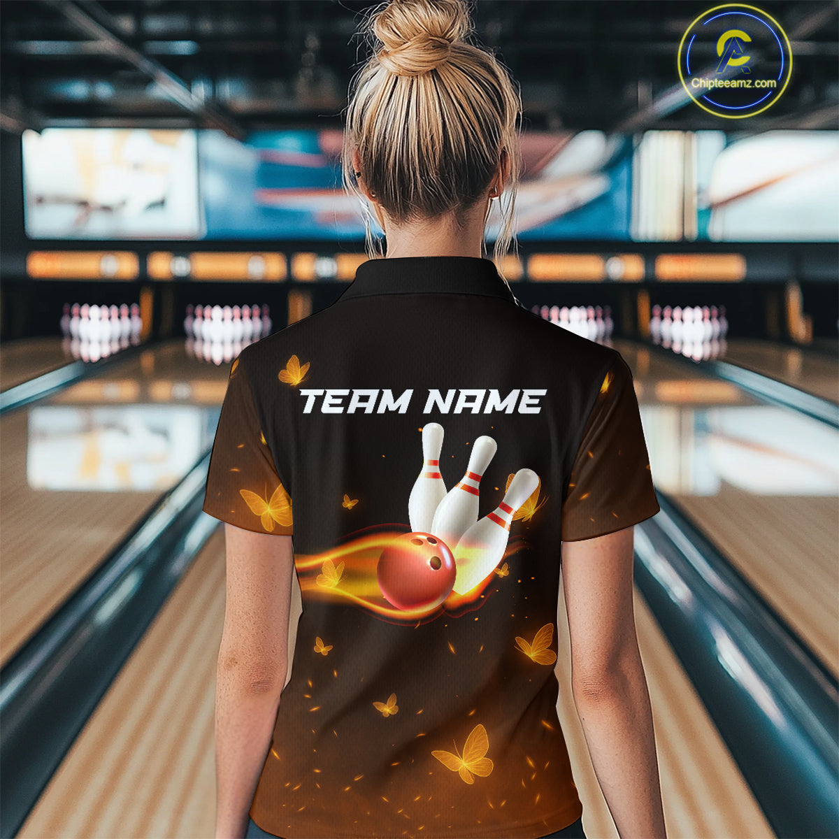 Lightning Butterflies Bowling Shirts for Women Men Team Bowling Polo & Quarter Zip MBL147