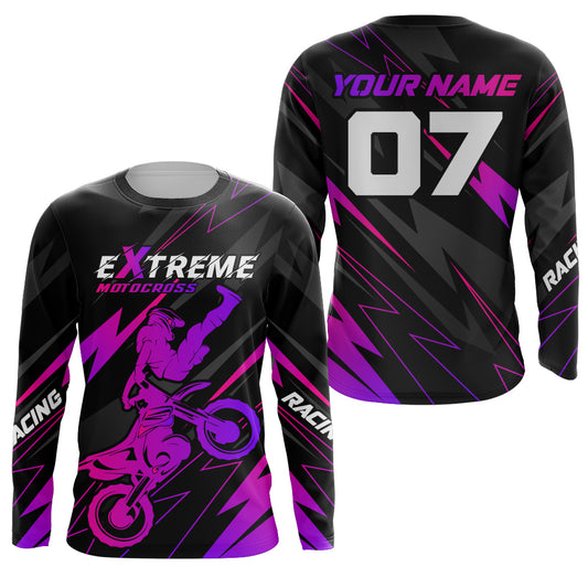 Custom Motocross Jersey Purple Youth Men UPF30+ Dirt Bike Shirt Off-Road Extreme Racing Motorcycle Shirt XM29