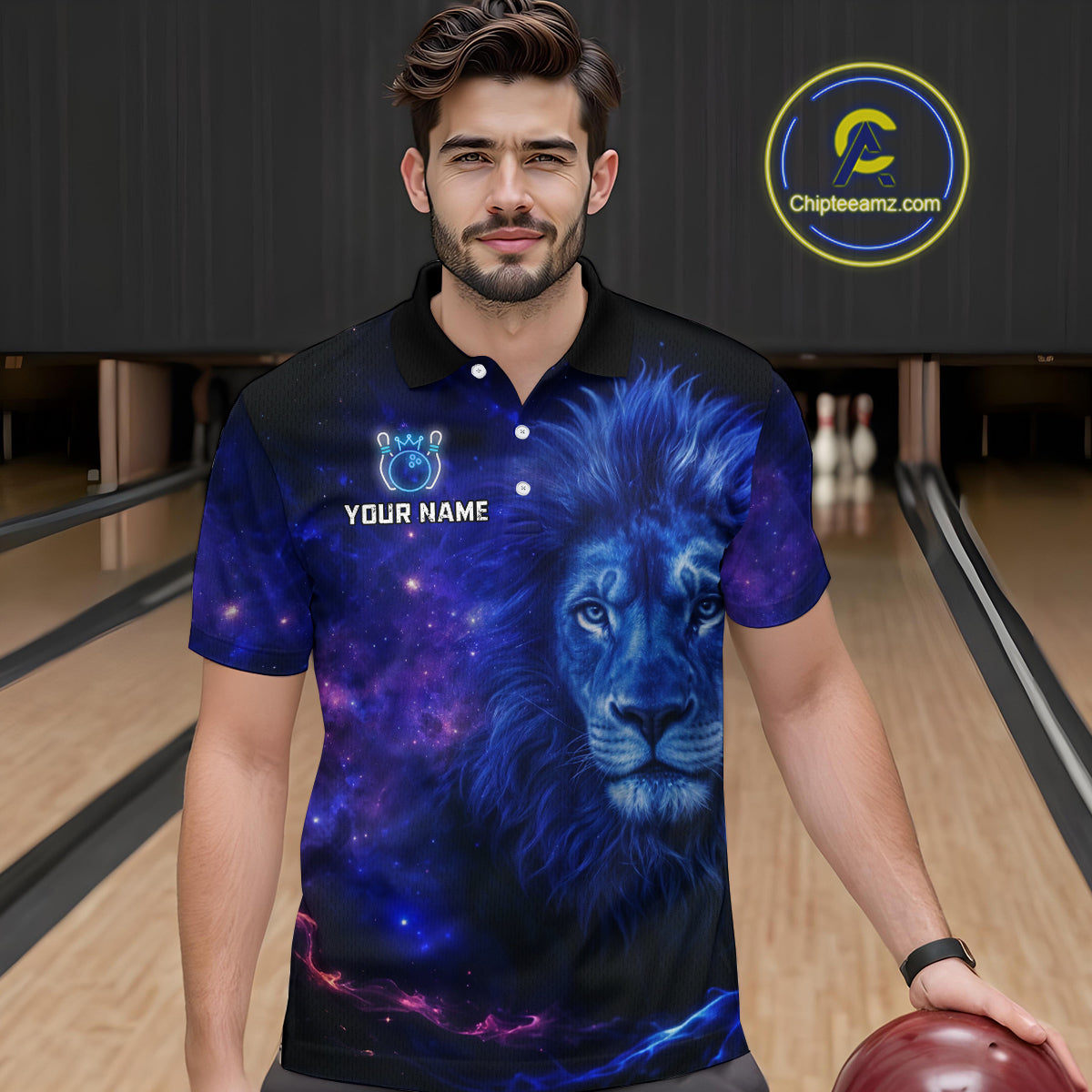 Lion Bowling Shirts for Men Women Team Custom Bowling Polo and Quarter Zip MBL128