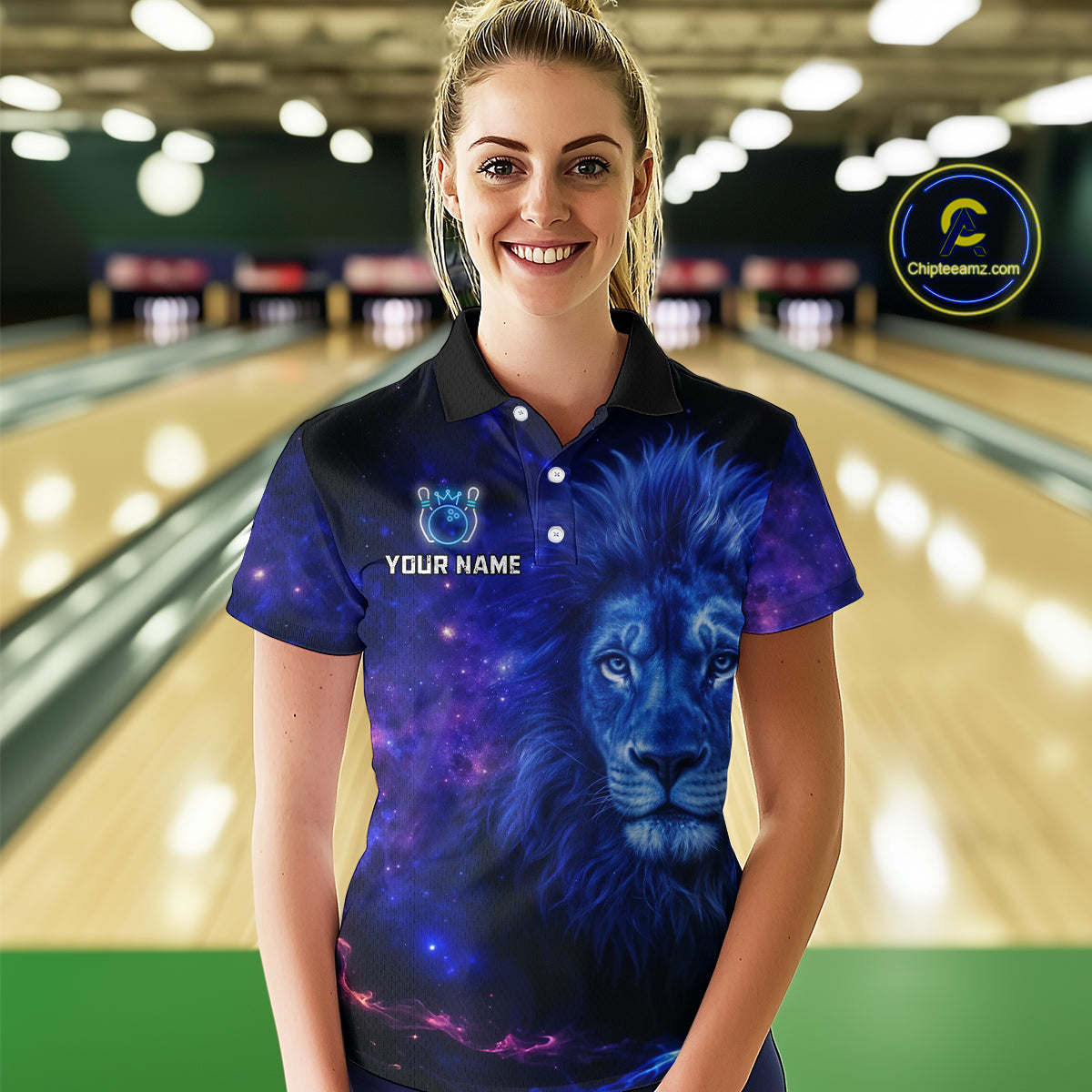 Lion Bowling Shirts for Men Women Team Custom Bowling Polo and Quarter Zip MBL128