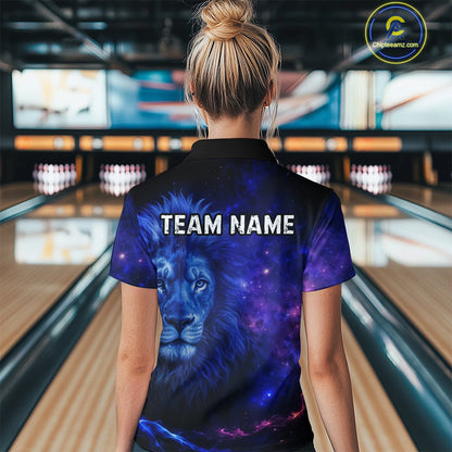Lion Bowling Shirts for Men Women Team Custom Bowling Polo and Quarter Zip MBL128