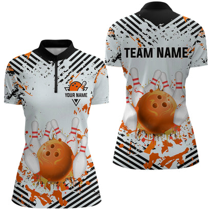Orange Bowling Shirts Custom Watercolor Bowling Jersey for Men Women with Team Name MBL53