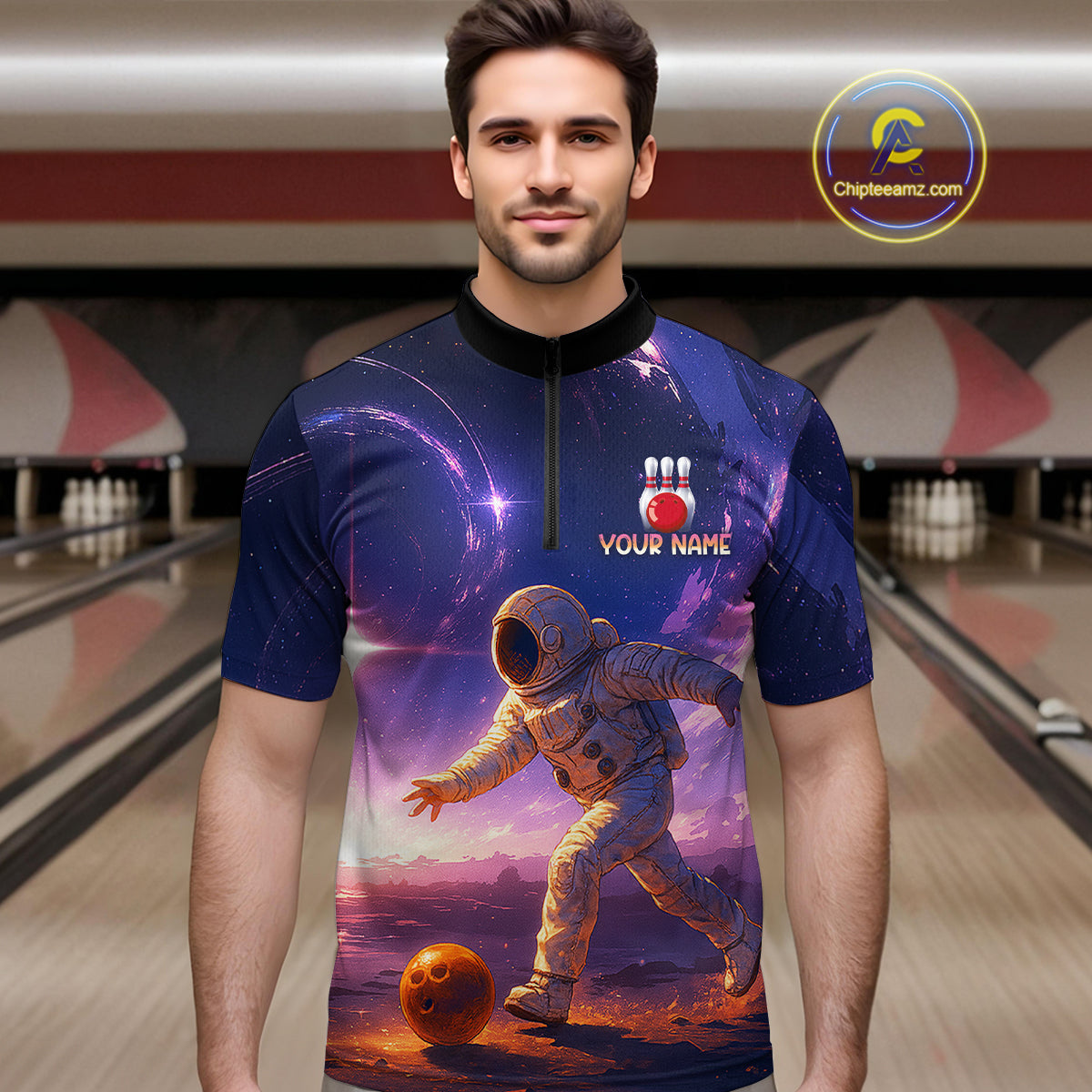 Custom Astronaut Bowling Shirts for Men Women Team Bowling Polo & Quarter Zip Shirts MBL154