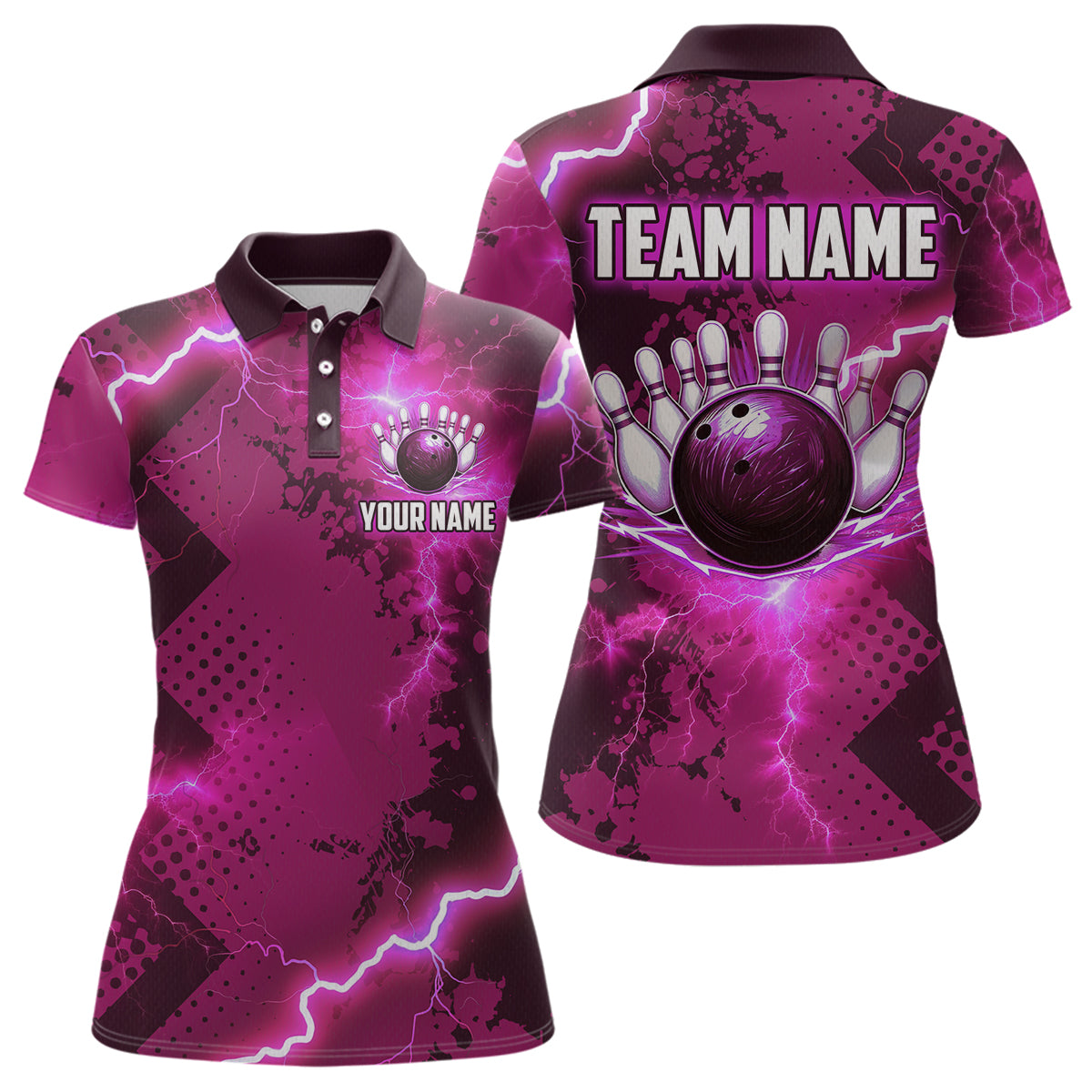 Thunder Lightning Bowling Shirt Pink Bowling Jersey Men Women Team Bowling Shirts MBL64