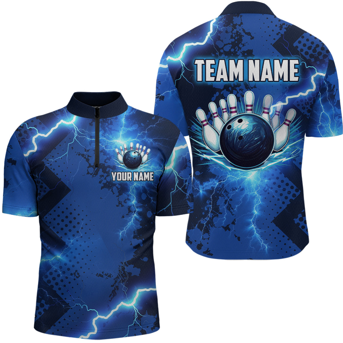 Thunder Lightning Bowling Shirt Blue Bowling Jersey Men Women Team Bowling Shirts MBL64