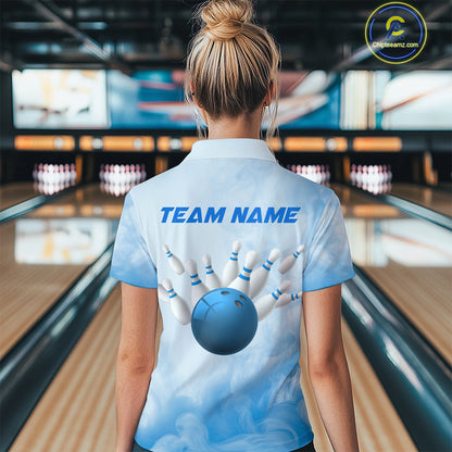 Blue Smoke Bowling Shirts for Women Men Team Custom Bowling Jerseys for Bowlers MBL139