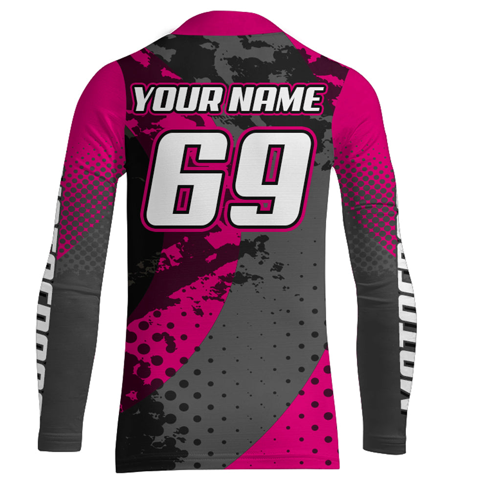 Pink Motocross Racing Jersey For Women Girl Kid Upf30+ MX Off-Road Dirt Bike Shirt XM277