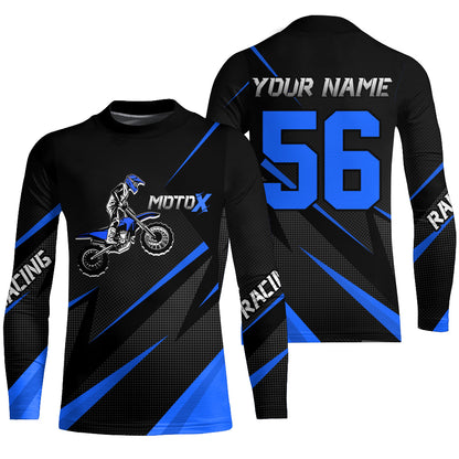 Motocross Racing Jersey Blue Men Kid Upf30+ Dirt Bike Shirt Off-Road Racing Jersey XM248-B