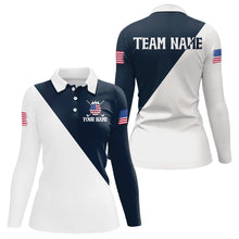 Load image into Gallery viewer, White and Blue Golf Polo Shirt Custom Patriotic Golf Shirts for Men Women Team MMG52