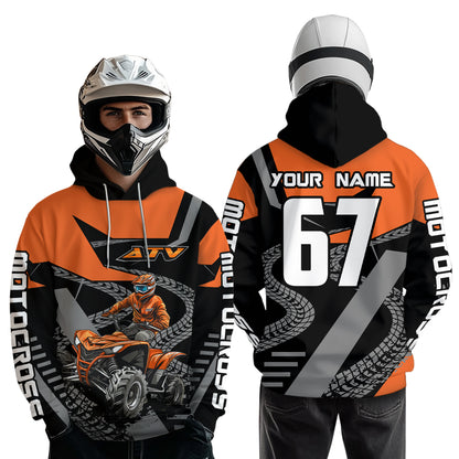 Orange ATV Motocross Hoodie for Men Women Quad Shirt Custom ATV Riding Hoodie MHATV25