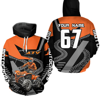 Orange ATV Motocross Hoodie for Men Women Quad Shirt Custom ATV Riding Hoodie MHATV25