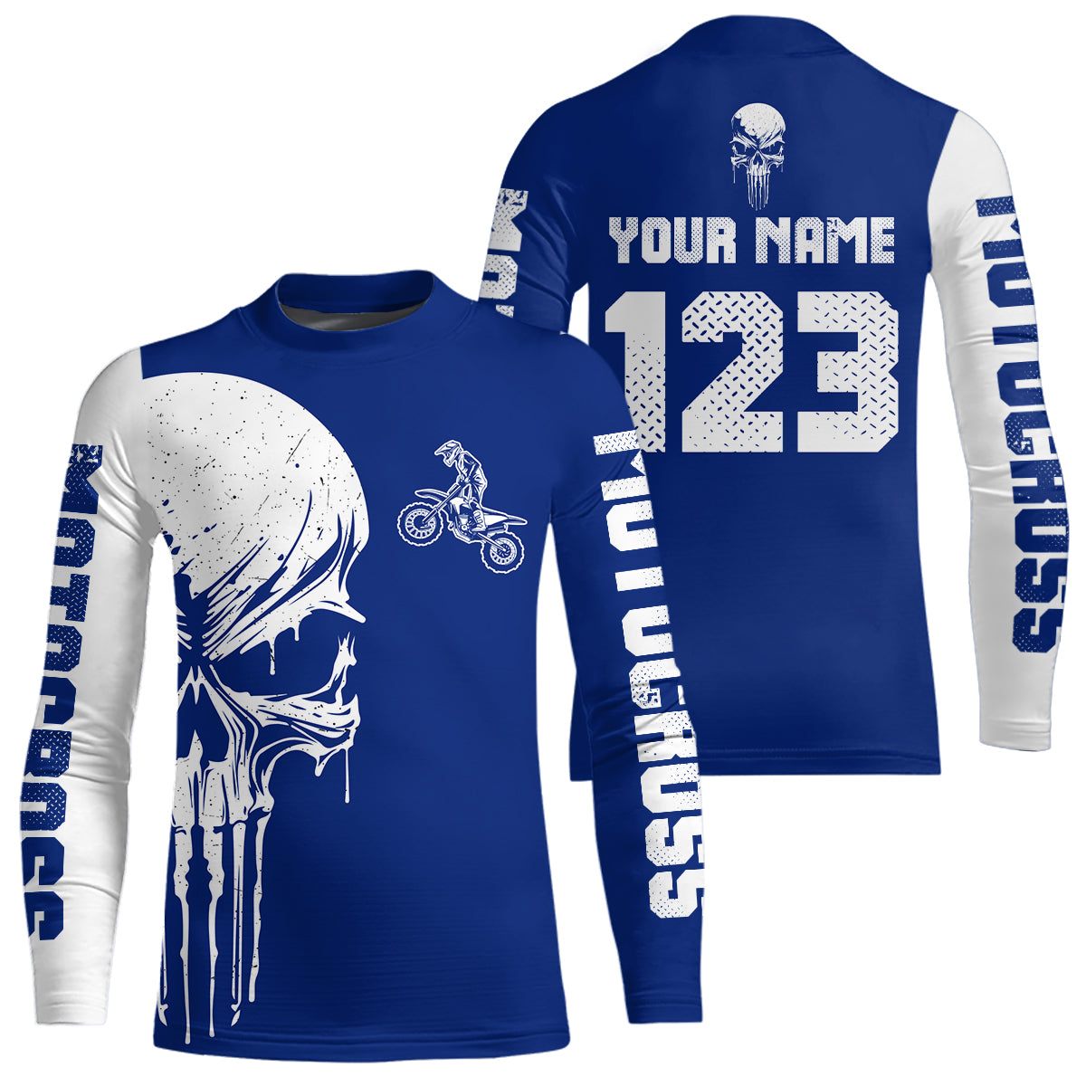 Custom Skull Motocross Jersey for Kid Men Women Blue Skull Dirt Bike Racing Shirt XM335