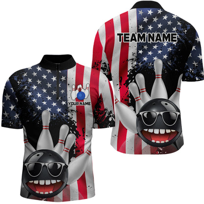 American Flag Bowling Shirts for Men Women Funny Bowling Jersey Team Bowling Shirt MBL10