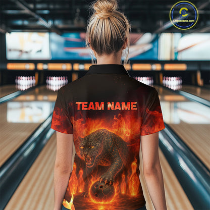 Custom Leopard Bowling Shirts for Women Men Team Bowling Polo and Quarter Zip MBL145