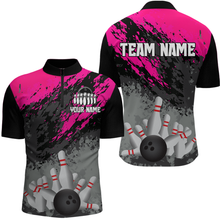 Load image into Gallery viewer, Custom Pink Bowling Shirt forMen Women Team Bowling Jersey Bowling Polo &amp; 1/4 Zip Shirt MBL40