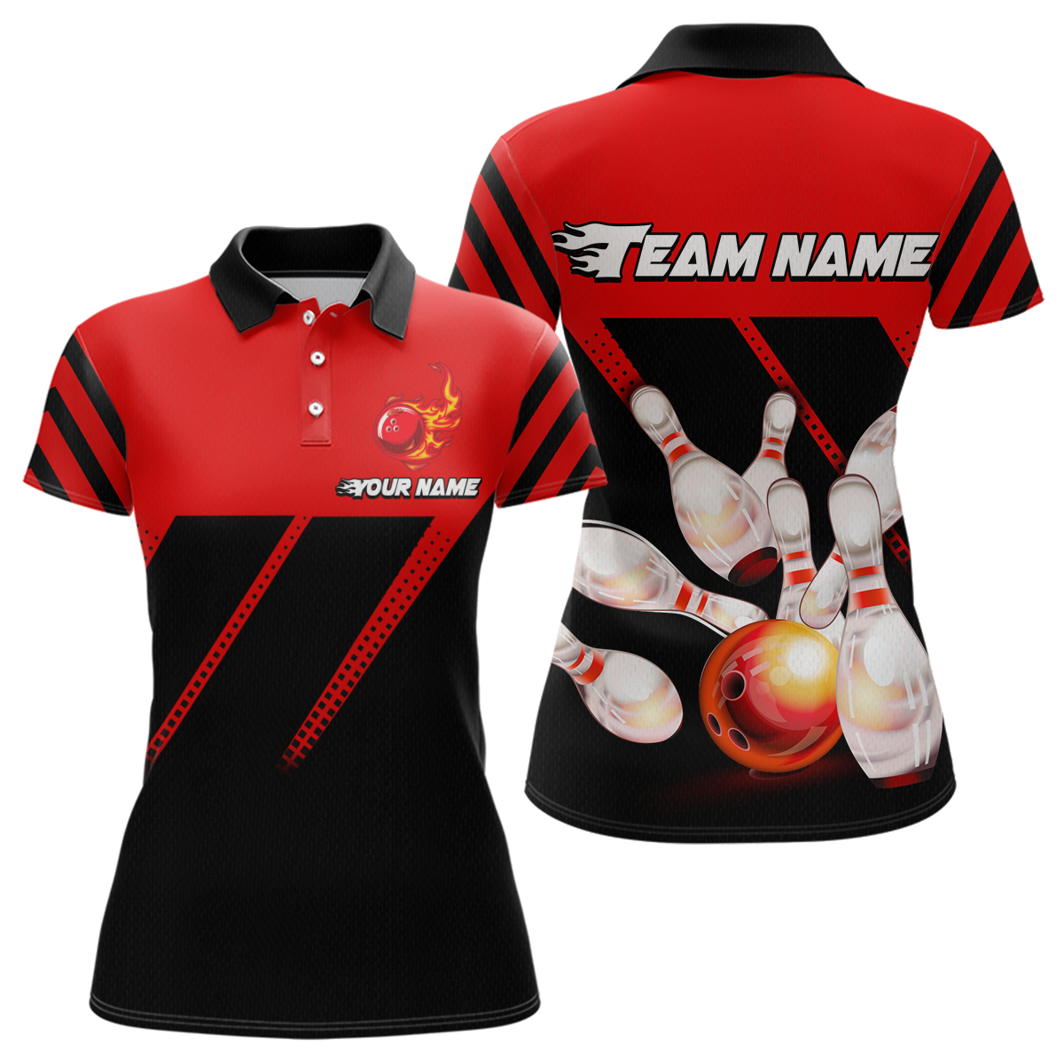 Red Bowling Shirt Custom Bowling Jersey for Men Women Bowling Polo&1/4 Zip Shirts MBL51