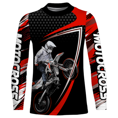 Motocross Racing Jersey Red Upf30+ MX Racing Dirt Bike Jersey Kid Men Motorcycle XM173