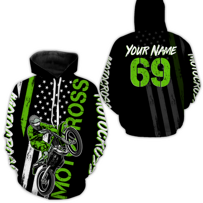 Green Motocross Racing Hoodie For Biker Men Women Off-road Motorcycle Hoodie MH05