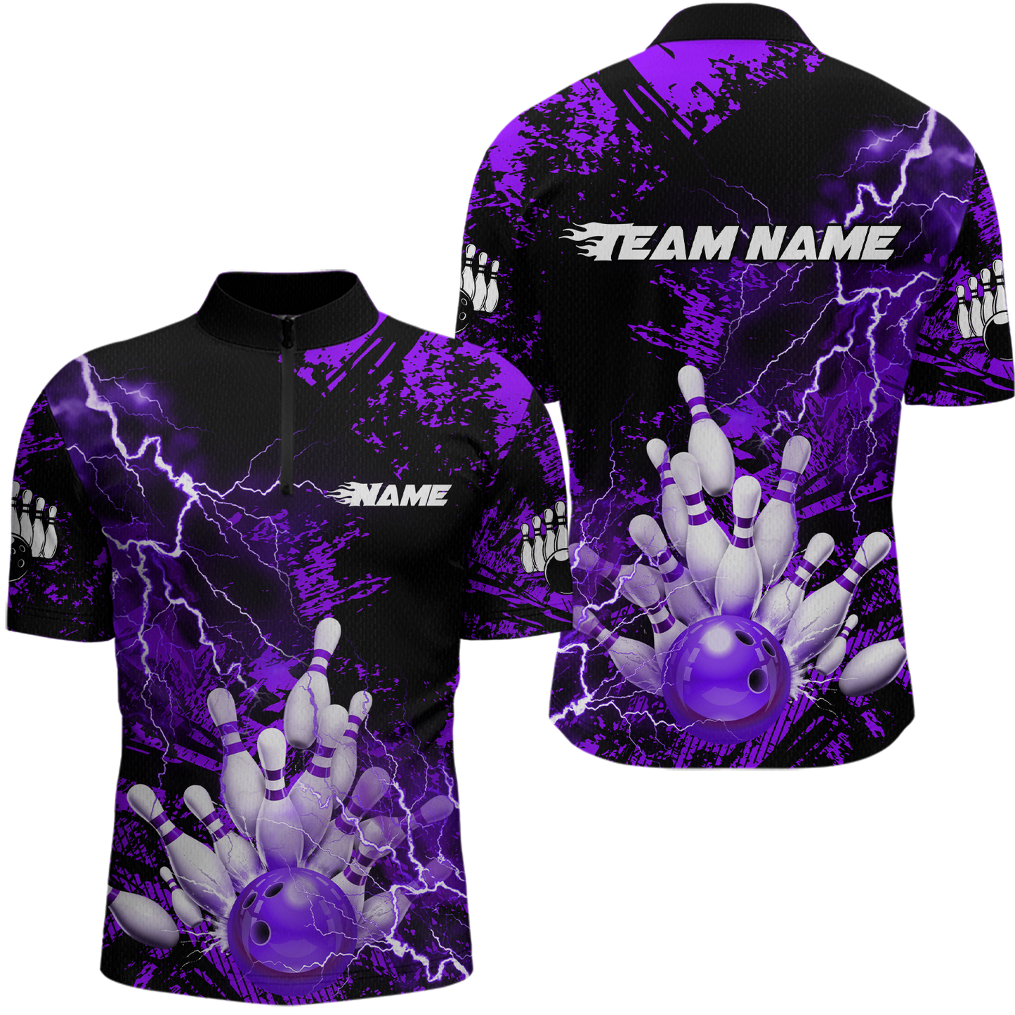Purple Thunder Lightning Bowling Shirt Custom Colorful Bowling Jersey Men Women Team MBL67