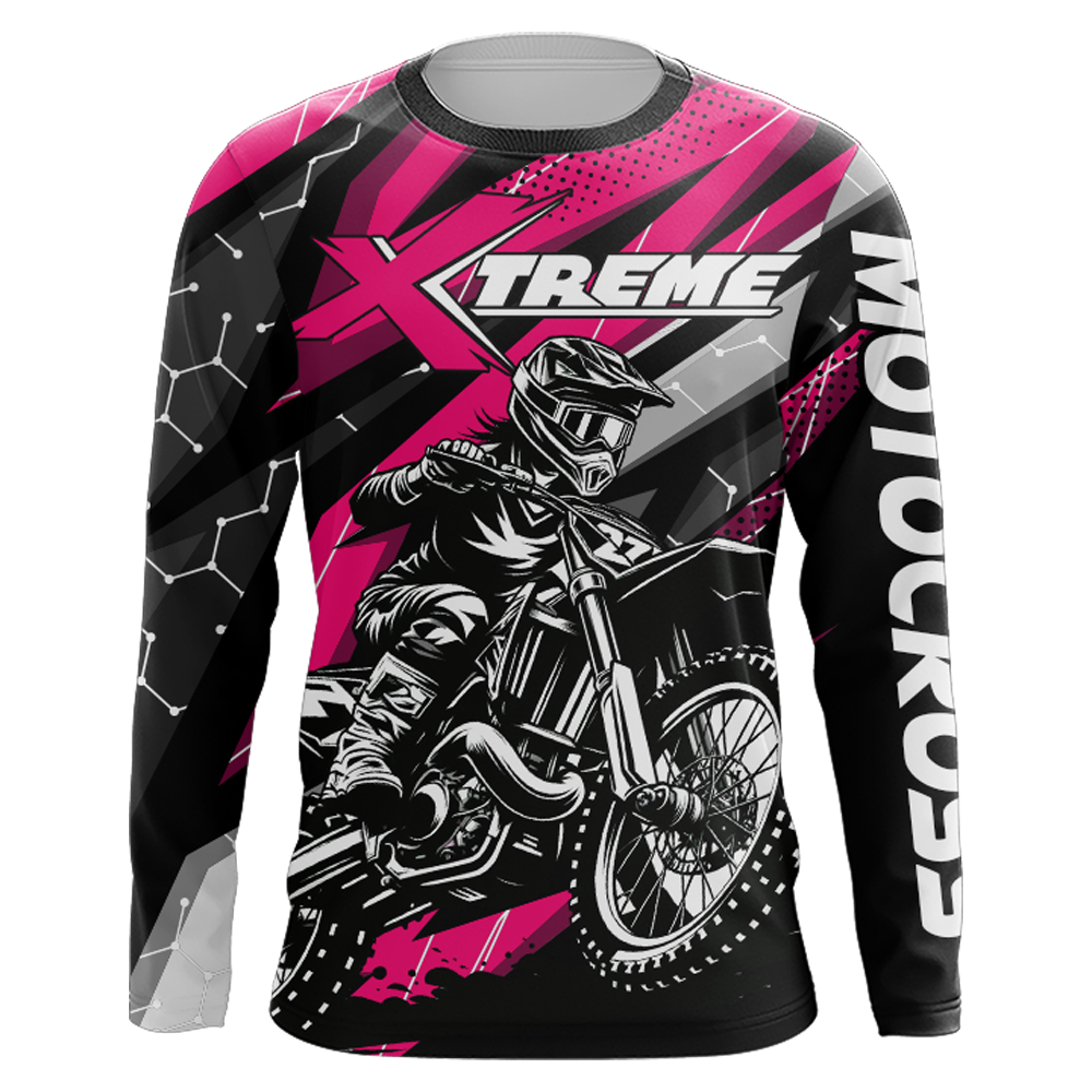 Pink Motocross Jersey Youth Women Men Upf30+ Dirt Bike Shirt Motorcycle Riding Shirt XM271