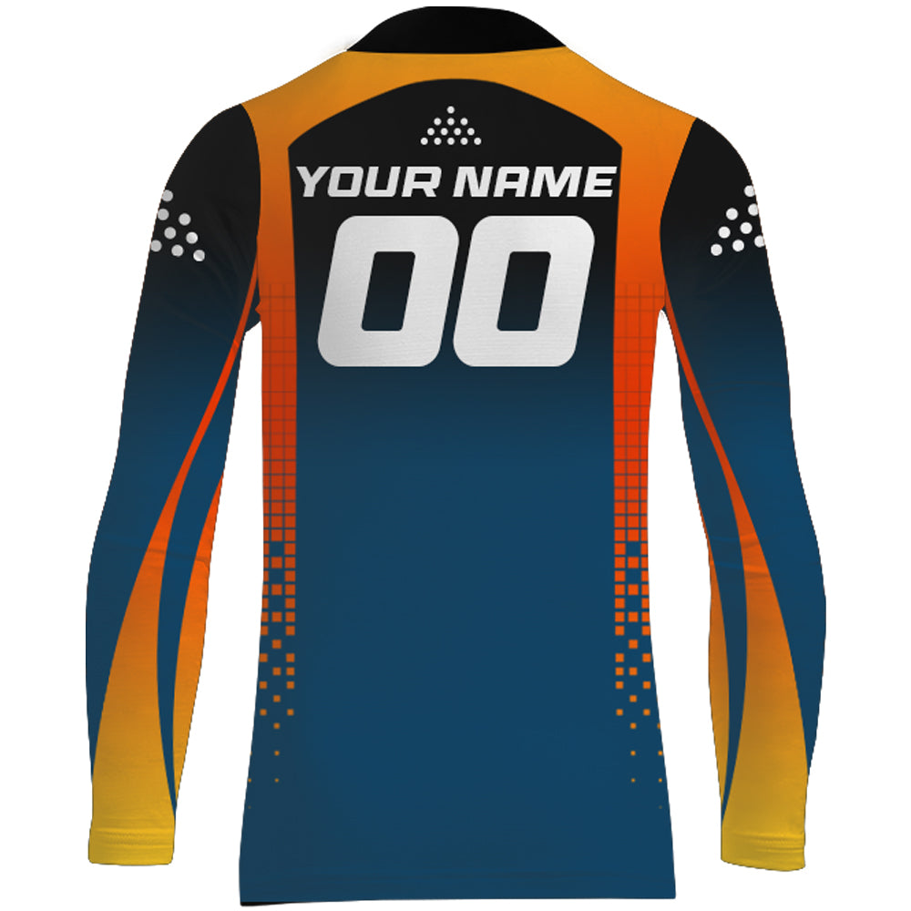 Custom Motocross Racing Jersey Youth Men Women UPF30+ Dirt Bike Shirt Orange Blue MX Off-Road XM46