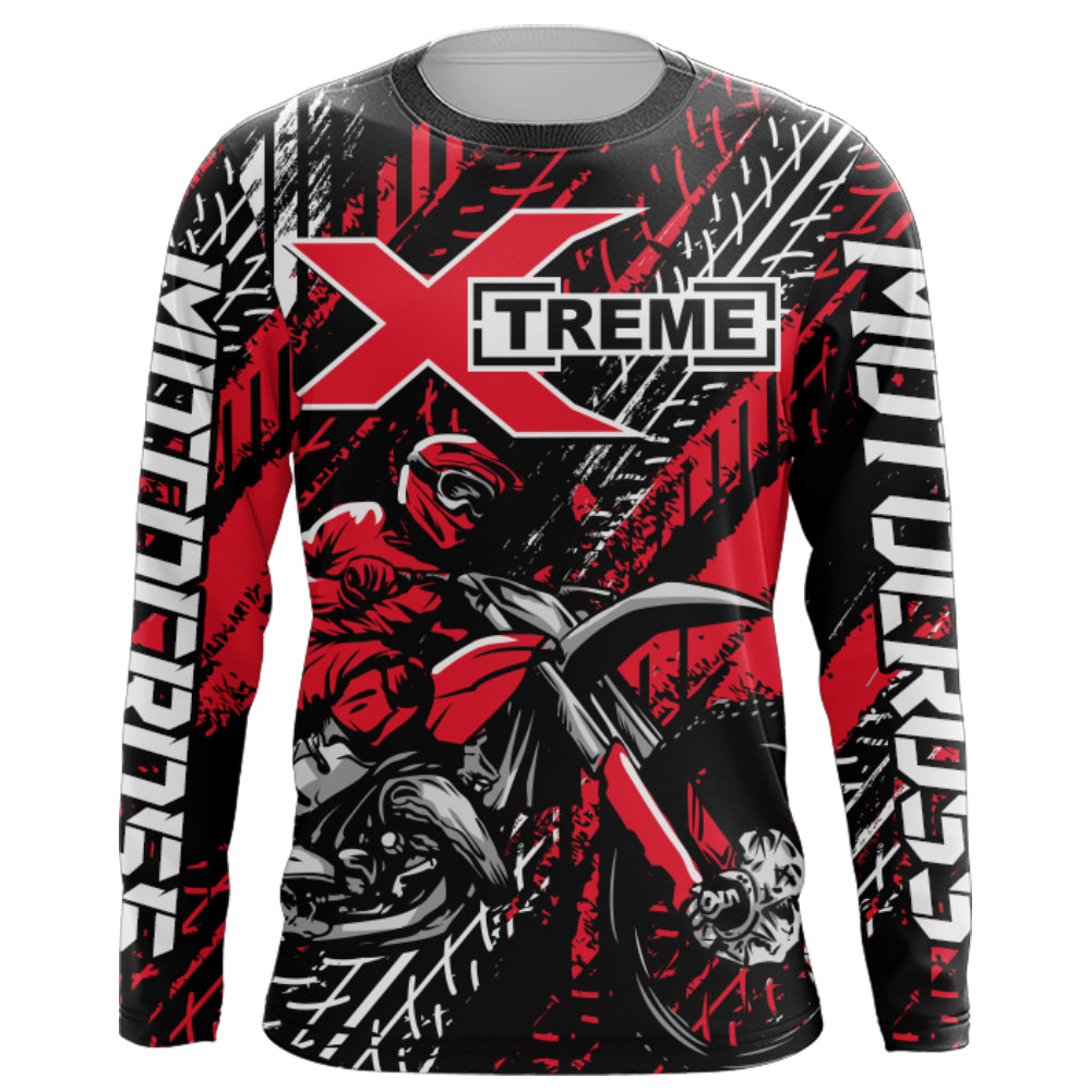 Motocross Off-road Jersey Black Red UPF30+ Youth Adult Custom Dirt Bike Racing Shirt Long Sleeves XM55