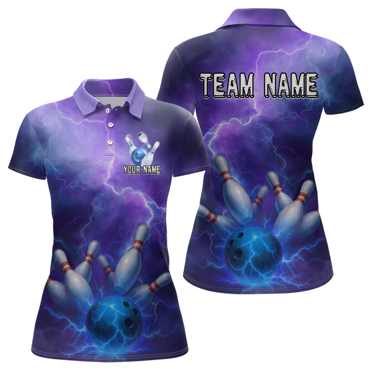Custom Purple Lightning Bowling Shirts for Men Women Team MBL157