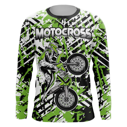 Motocross Racing Personalized Jersey Youth UPF30+ Green Dirt Bike Motorcycle Off-Road XM137