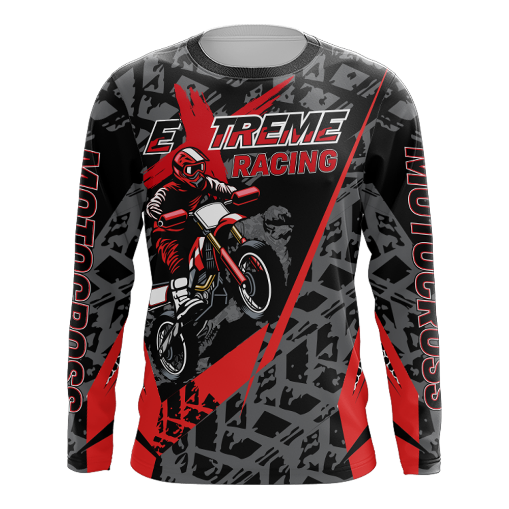 Red Motocross Racing Jersey Youth Men Kid UPF30+ Dirt Bike Motorcycle Riding Off-Road XM139