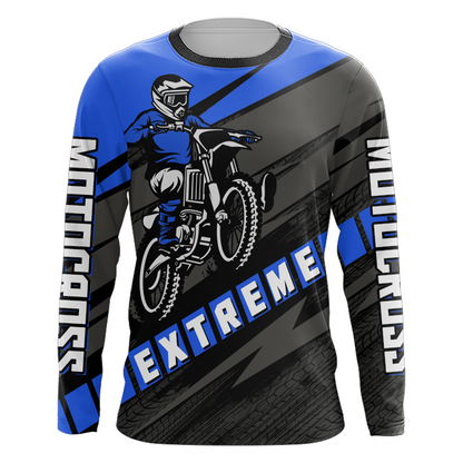 Custom Motocross Jersey UPF30+ Dirt Bike Youth Shirt MX Racing Adult&Kid Blue Jersey XM210