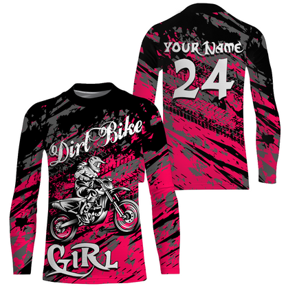 Motocross Jersey Youth Dirt Bike Pink UPF30+ Off-Road Racing Shirt Kid Girl Women XM167