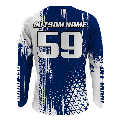 Blue Motocross Racing Jersey UPF30+ Youth Dirt Bike Shirt Motorcycle Jersey Kid Men Off-road XM201