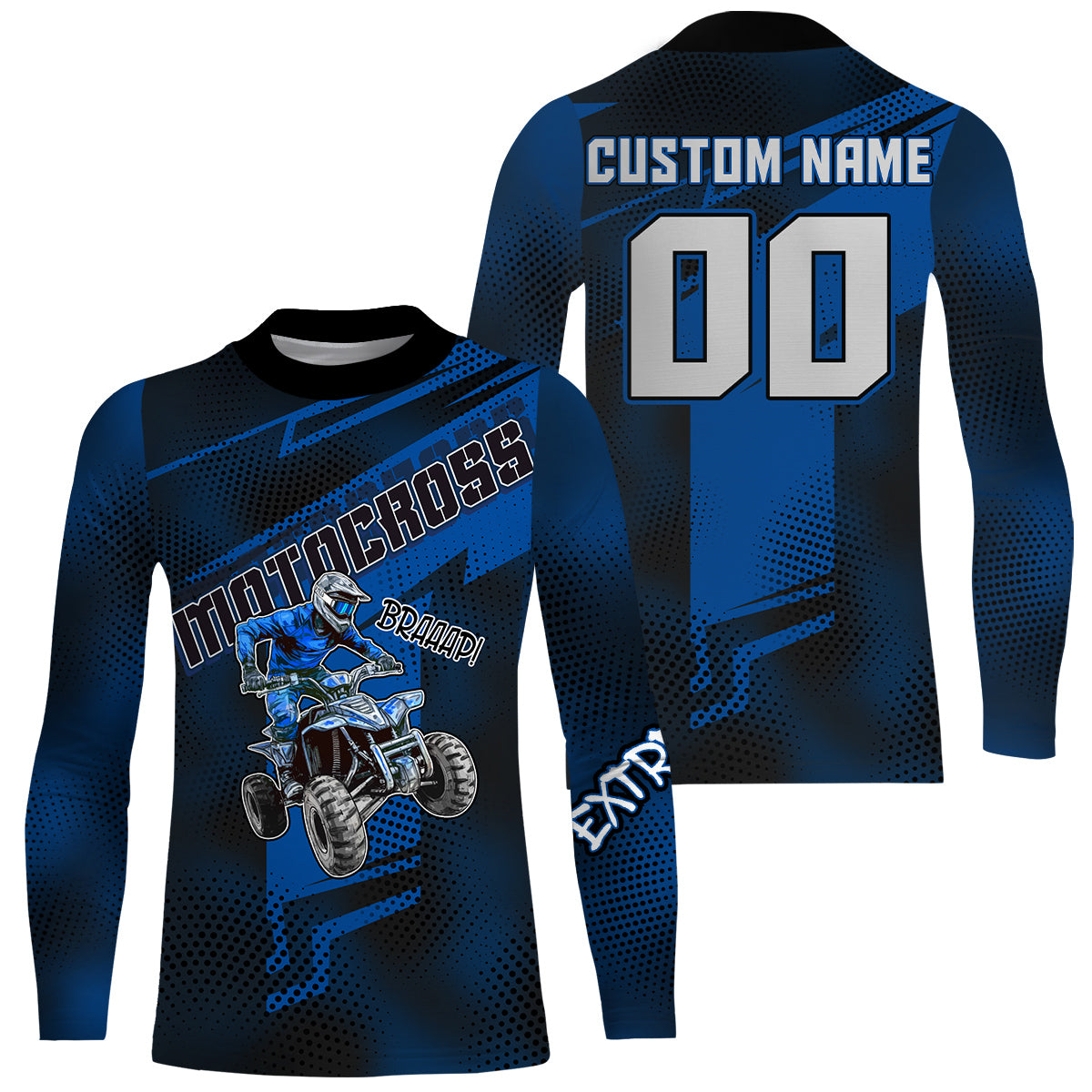 ATV Motocross Jersey Blue Upf30+ Quad Bike ATV Racing Jersey Men Women Kid ATV Shirt MX44