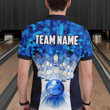 Load image into Gallery viewer, Blue Bowling Shirt for Men 3D Custom Name Bowling Jersey Shirts Team Polo &amp; Quarter-Zip HNT10