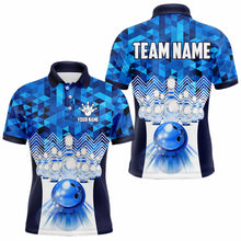 Load image into Gallery viewer, Blue Bowling Shirt for Men 3D Custom Name Bowling Jersey Shirts Team Polo &amp; Quarter-Zip HNT10