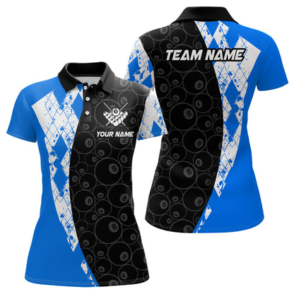 Blue 8 Ball Billiard Shirts for Women Billiard Team Shirts Billiard League for Polo & 1/4 Zipper NNT84